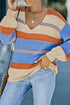 V-Neck Knitted Lantern Sleeve Pullover Sweater